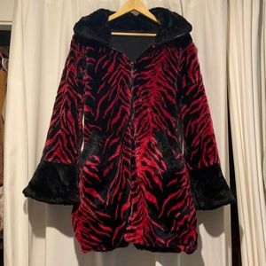 Red Tiger Faux Fur Coat